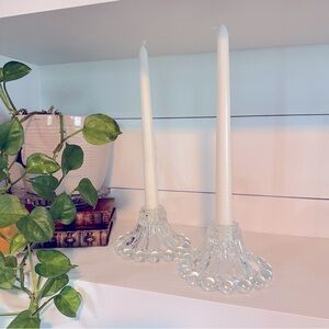 Vintage Anchor Hocking Boopie Hobnail Candlestick Holders Bubble Rim Detail MCM